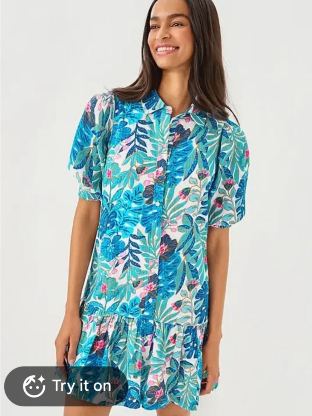 Lilly Pulitzer Blue Brett Popover Shirtdress